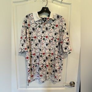 Tabasco men’s white poker Dice cards print shirt sleeve polo shirt sz XXL casino